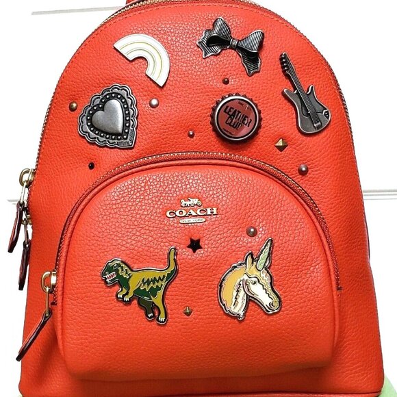 COACH CARRIE BACKPACK 23 W/SOUVENIR 7 PIN CUSTOMIZATION:NWT MANGO 1-OF-A-KIND - Picture 8 of 14